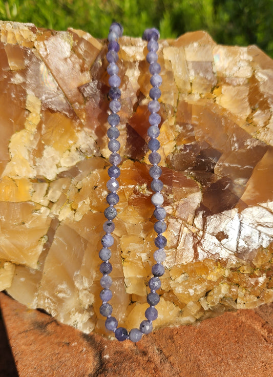 Tanzanite Knotted 18" Strand with 14K Clasp, Candy Gemstone Necklace