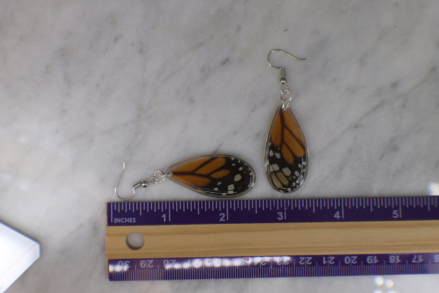 Real Monarch Butterfly Wing Earrings with Sterling Silver Components
