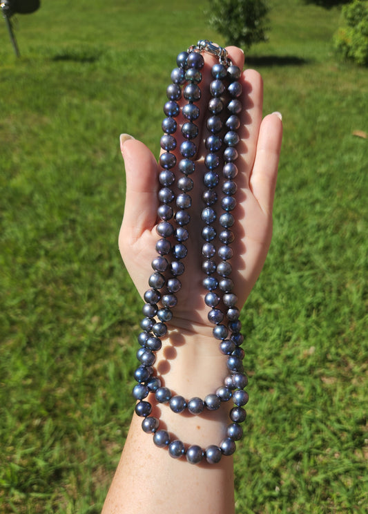 Double Strand Tanzanite Colored Pearl Necklace