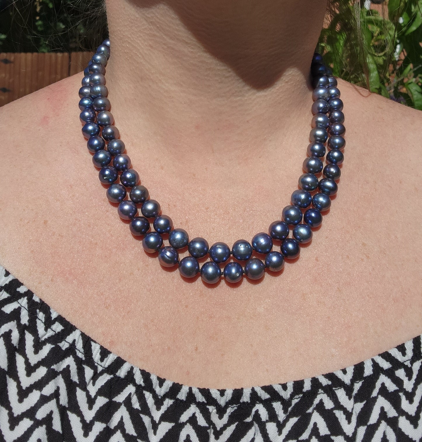Double Strand Tanzanite Colored Pearl Necklace