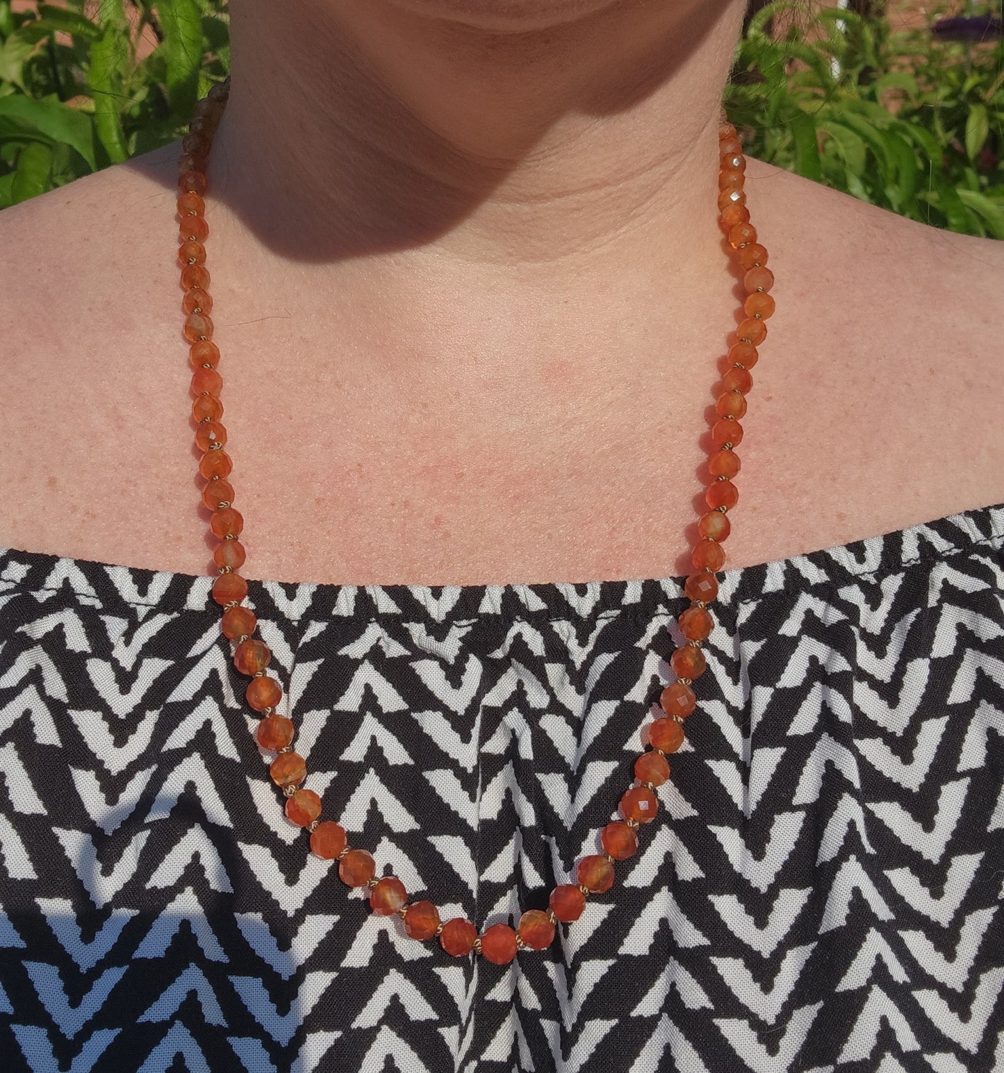 Carnelian Ombre Knotted 22.5" Strand with 14K Clasp, Candy Gemstone Necklace