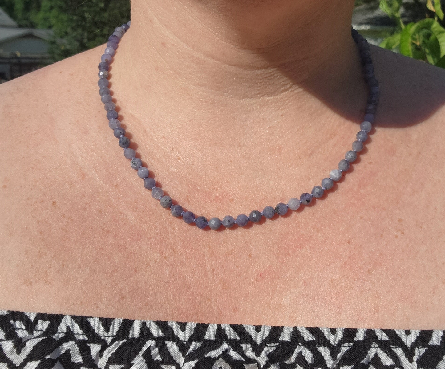 Tanzanite Knotted 18" Strand with 14K Clasp, Candy Gemstone Necklace