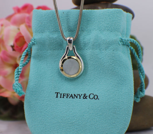 Tiffany & Co. Solid Sterling Silver and 18k Gold, Mother of Pearl Necklace