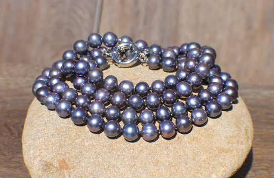 Double Strand Tanzanite Colored Pearl Necklace